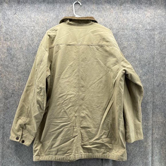 LL Bean Jacket Men Extra Large Khaki Barn Chore Coat Tall Corduroy Canvas XL - Picture 9 of 10